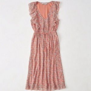 ABERCROMBIE floral peasant dress tassels orange S